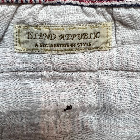 Island Republic Shorts Mens Medium Red White Blue Elastic Waist Casual Striped - Picture 8 of 12